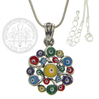 Evil Eye Colorful Flower Necklace